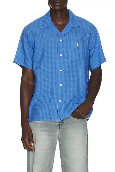 Polo Ralph Lauren Short Sleeve Seersucker Linen Andy Camp Shirt
