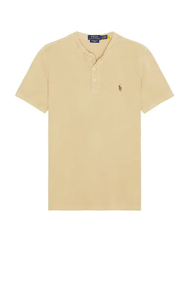 Polo Ralph Lauren Short Sleeve Garment Dyed Featherweight Mesh Henley T-Shirt | Thumbnail 4 Polo Ralph Lauren Short Sleeve Garment Dyed Featherweight Mesh Henley T-Shirt | Thumbnail 4