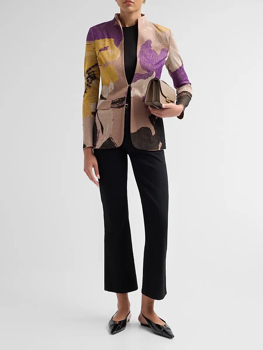 Misook Women's Floral Jacquard Knit Jacket | Thumbnail 2