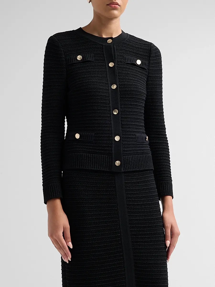 Misook Women's Heritage Button-Front Ottoman Knit Jacket | Thumbnail 4