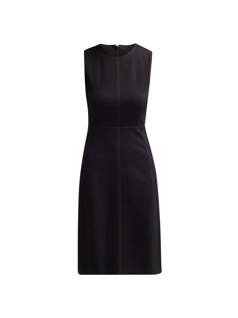 Misook Women's Contrast Stitch Ponte Sheath Dress - Black Charmeuse | Image 1 Misook Women's Contrast Stitch Ponte Sheath Dress - Black Charmeuse | Image 1