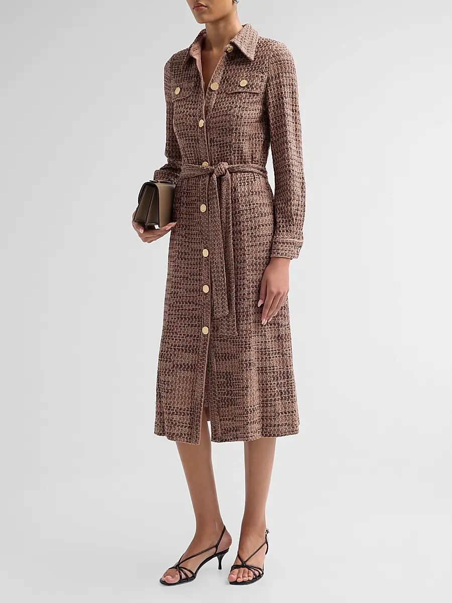 Misook Women's Tweed Knit Belted Midi Dress | Thumbnail 4