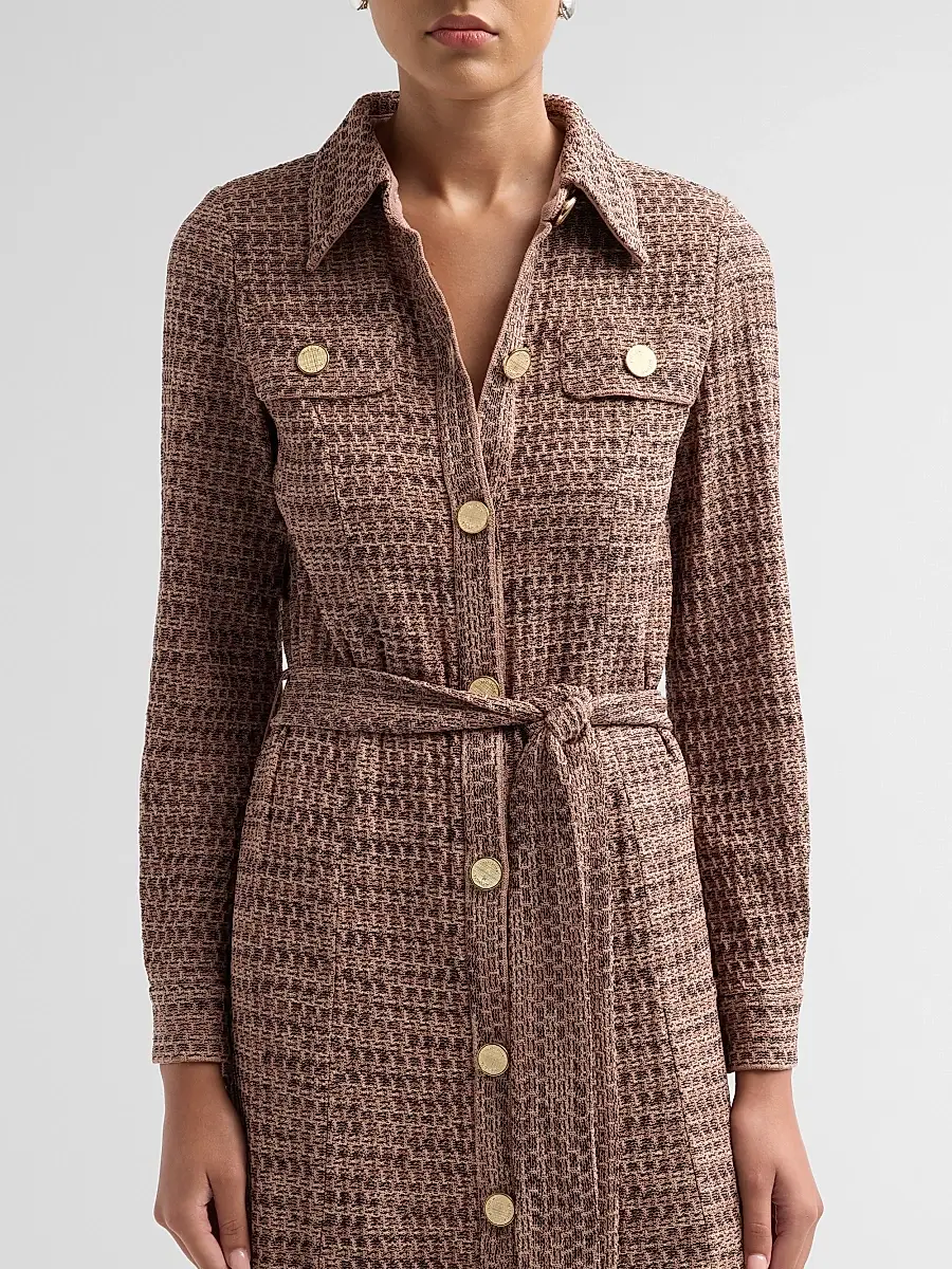 Misook Women's Tweed Knit Belted Midi Dress | Thumbnail 5
