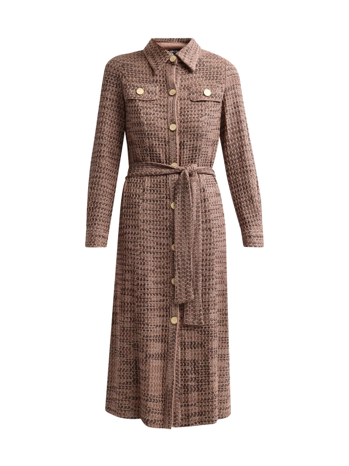 Misook Women's Tweed Knit Belted Midi Dress