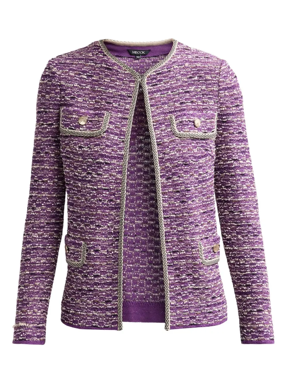 Misook Women's Eyelash Ribbon Knit Jacket