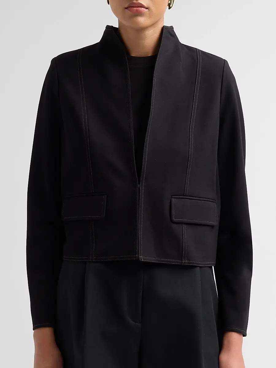 Misook Women's Ponte Contrast Stitch Jacket | Thumbnail 5 Misook Women's Ponte Contrast Stitch Jacket | Thumbnail 5