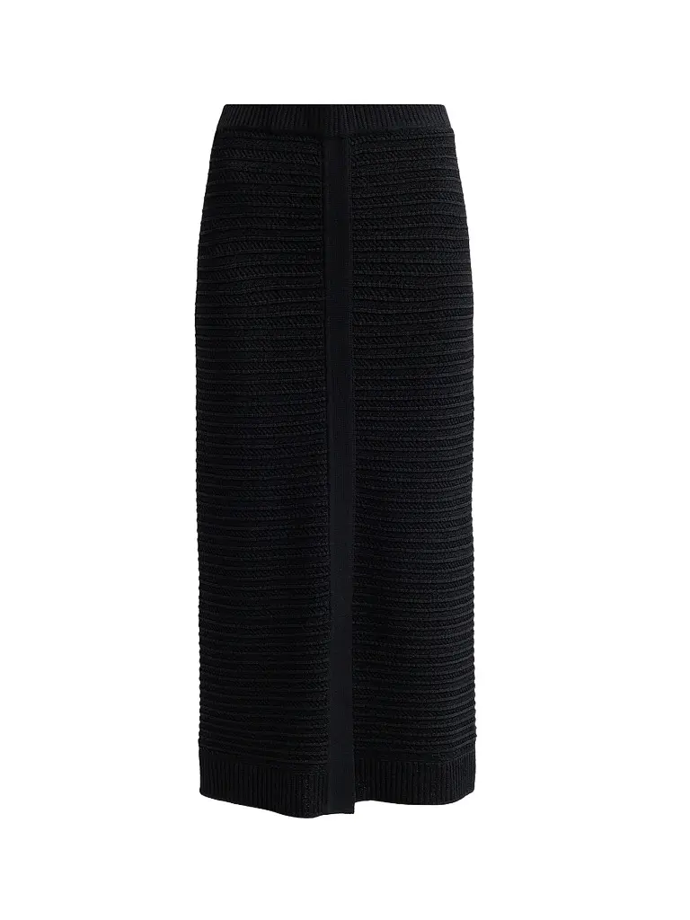 Misook Women's Ottoman Knit Midi Skirt - Black | Image 1 Misook Women's Ottoman Knit Midi Skirt - Black | Image 1