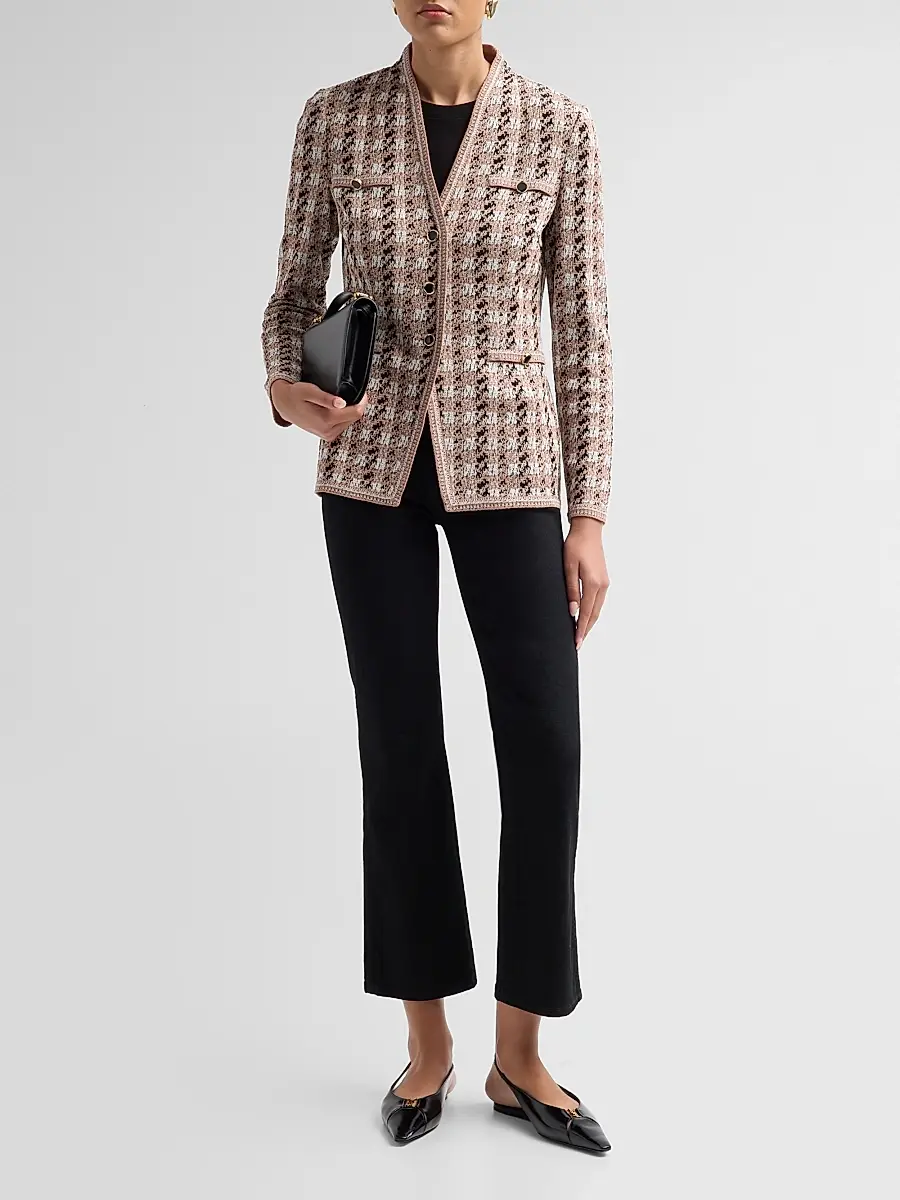 Misook Women's Houndstooth Tailored Tweed Knit Jacket | Thumbnail 2 Misook Women's Houndstooth Tailored Tweed Knit Jacket | Thumbnail 2
