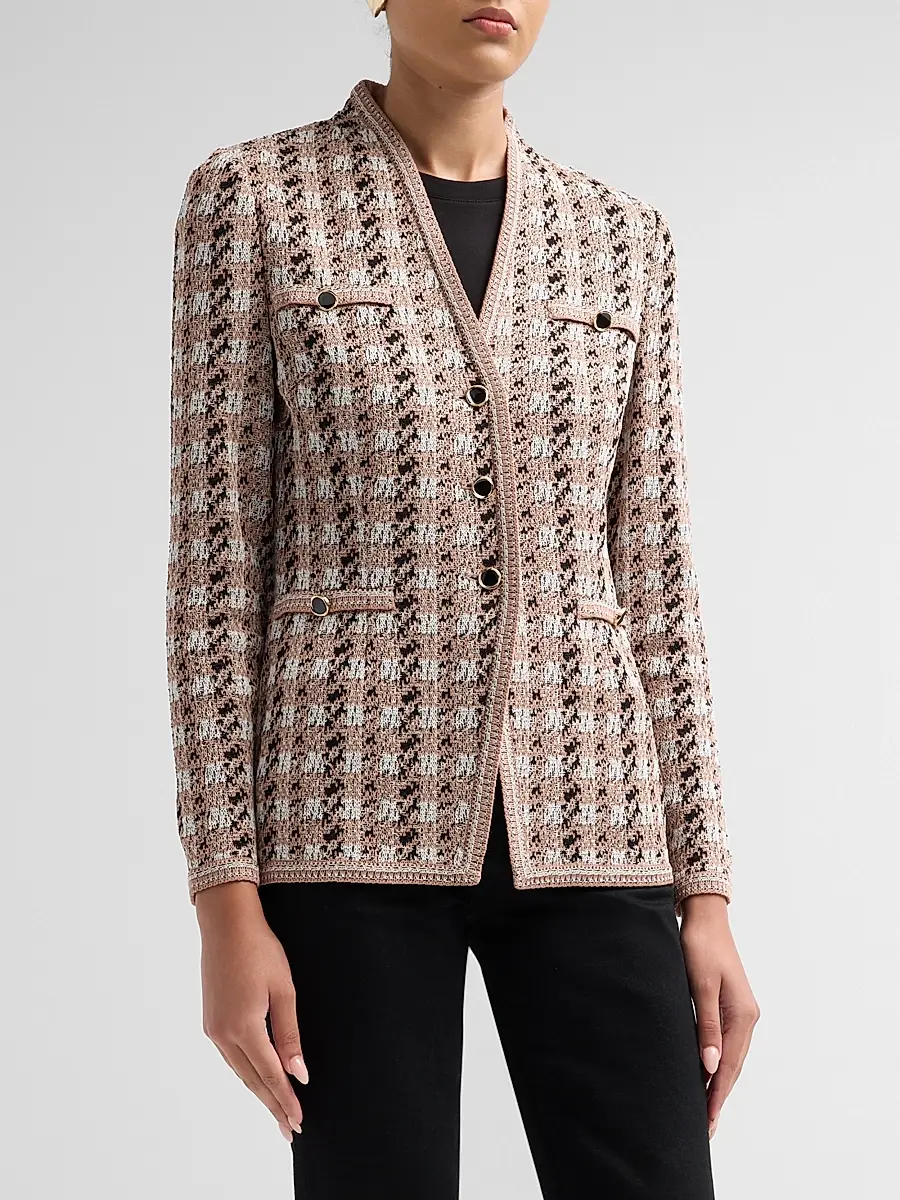 Misook Women's Houndstooth Tailored Tweed Knit Jacket | Thumbnail 4 Misook Women's Houndstooth Tailored Tweed Knit Jacket | Thumbnail 4