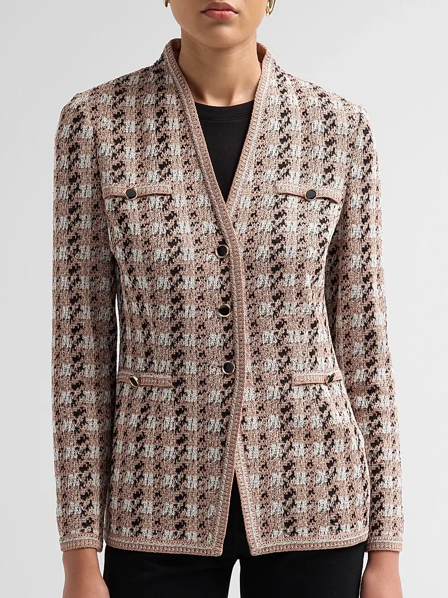 Misook Women's Houndstooth Tailored Tweed Knit Jacket | Thumbnail 5 Misook Women's Houndstooth Tailored Tweed Knit Jacket | Thumbnail 5