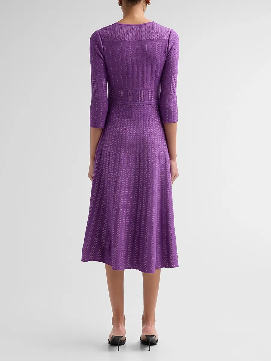 Misook Women's Multi-Stitch Soft Knit Midi Dress | Thumbnail 3