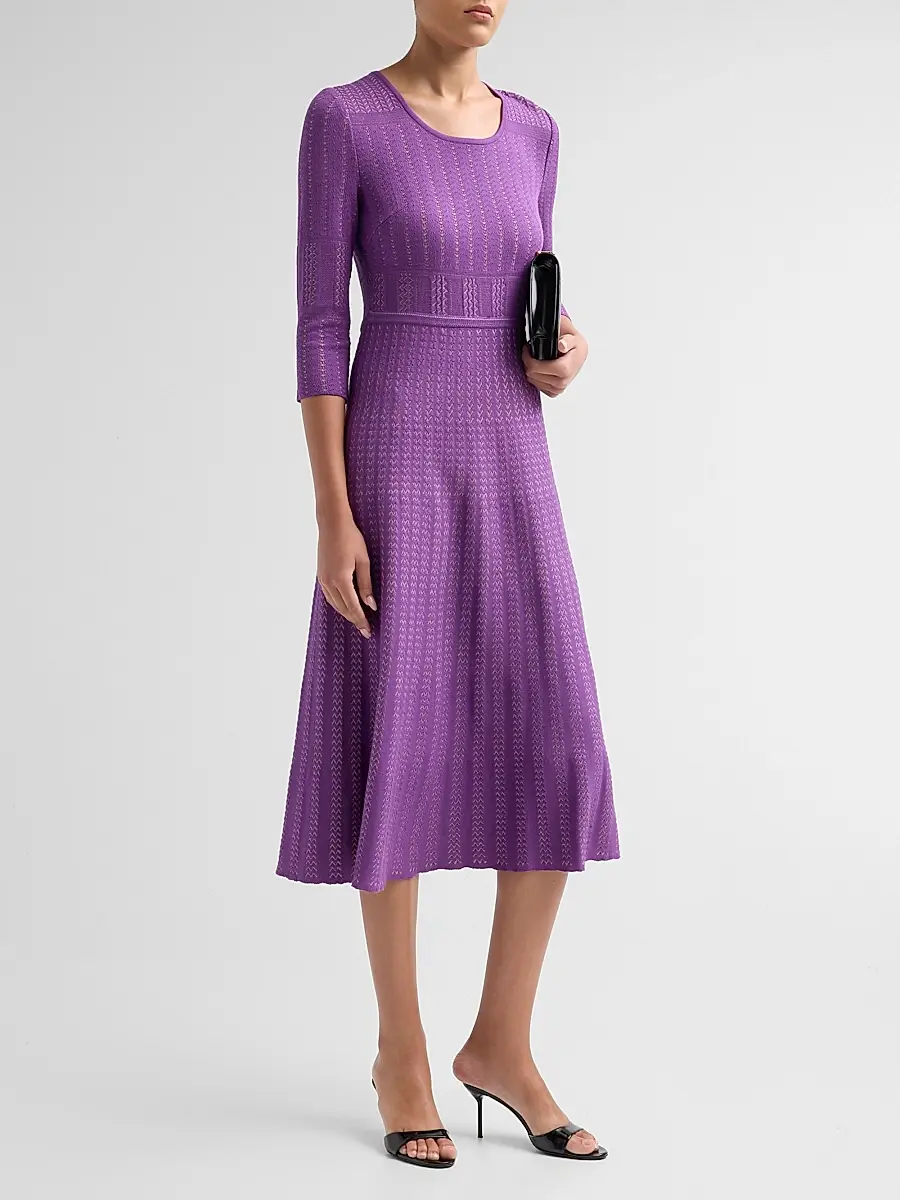 Misook Women's Multi-Stitch Soft Knit Midi Dress | Thumbnail 4
