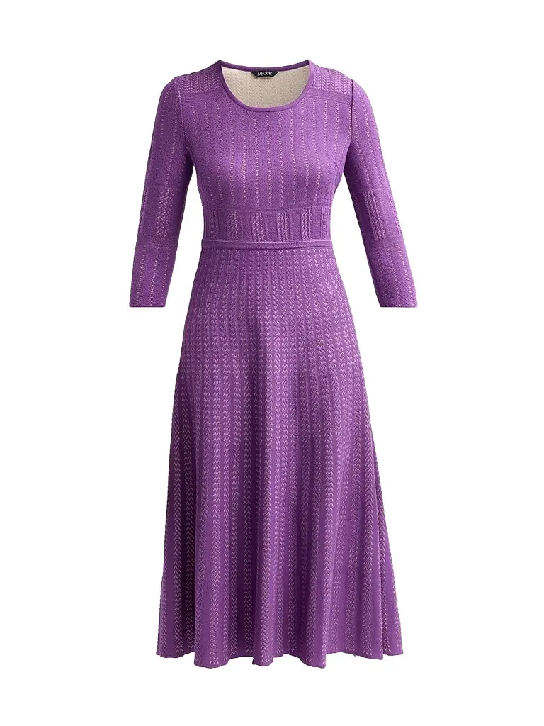 Misook Women's Multi-Stitch Soft Knit Midi Dress - Fresh Purple Biscotti | Image 1 Misook Women's Multi-Stitch Soft Knit Midi Dress - Fresh Purple Biscotti | Image 1