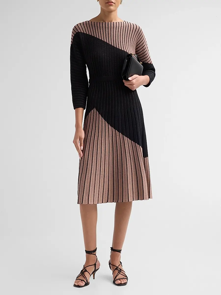Misook Women's Colorblocked Knit Midi Dress | Thumbnail 2 Misook Women's Colorblocked Knit Midi Dress | Thumbnail 2