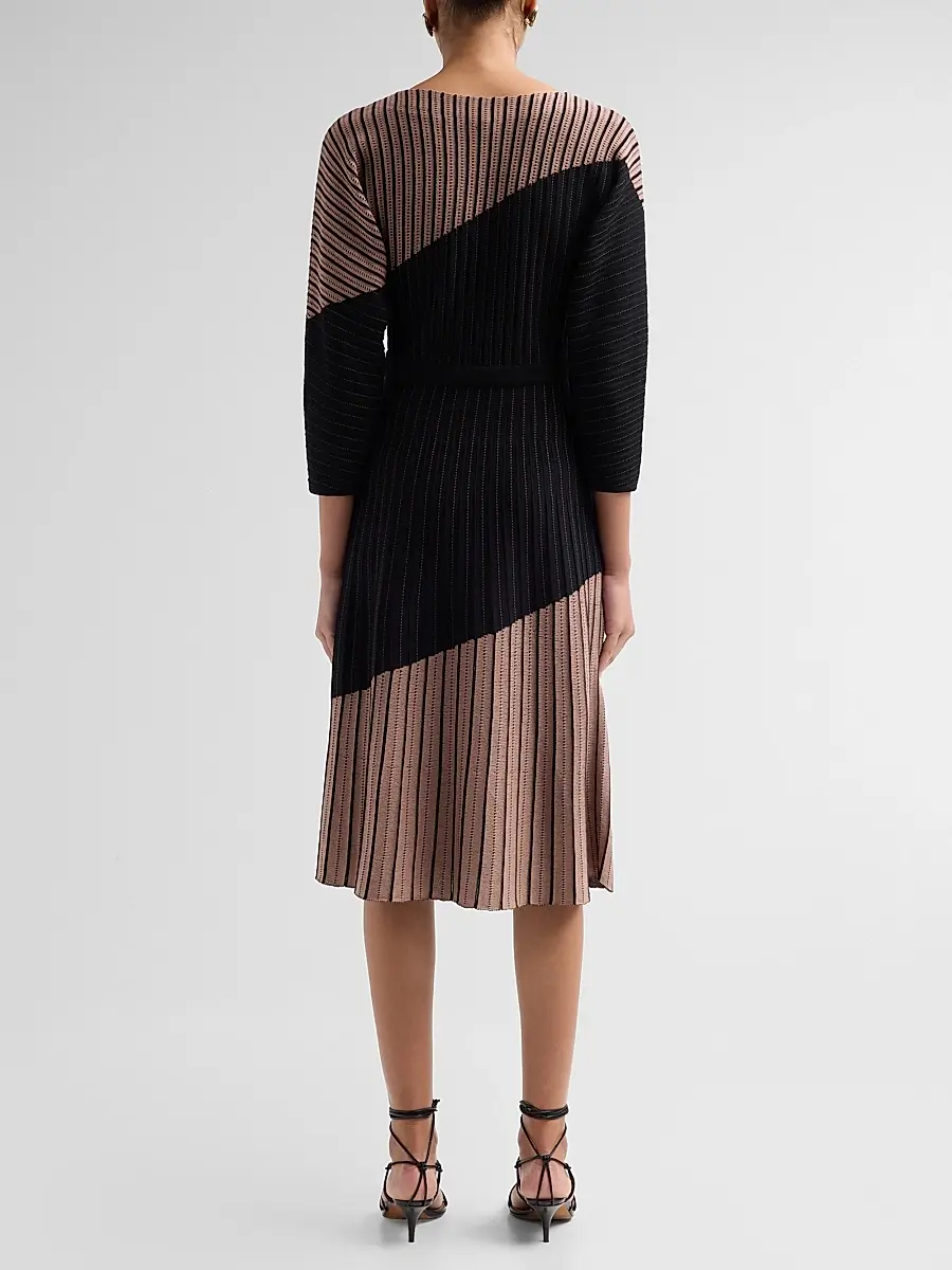 Misook Women's Colorblocked Knit Midi Dress | Thumbnail 3 Misook Women's Colorblocked Knit Midi Dress | Thumbnail 3