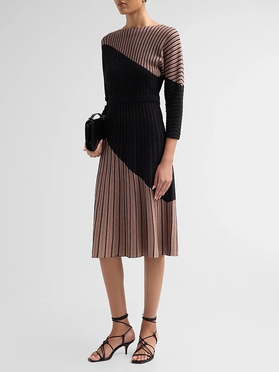 Misook Women's Colorblocked Knit Midi Dress | Thumbnail 4 Misook Women's Colorblocked Knit Midi Dress | Thumbnail 4