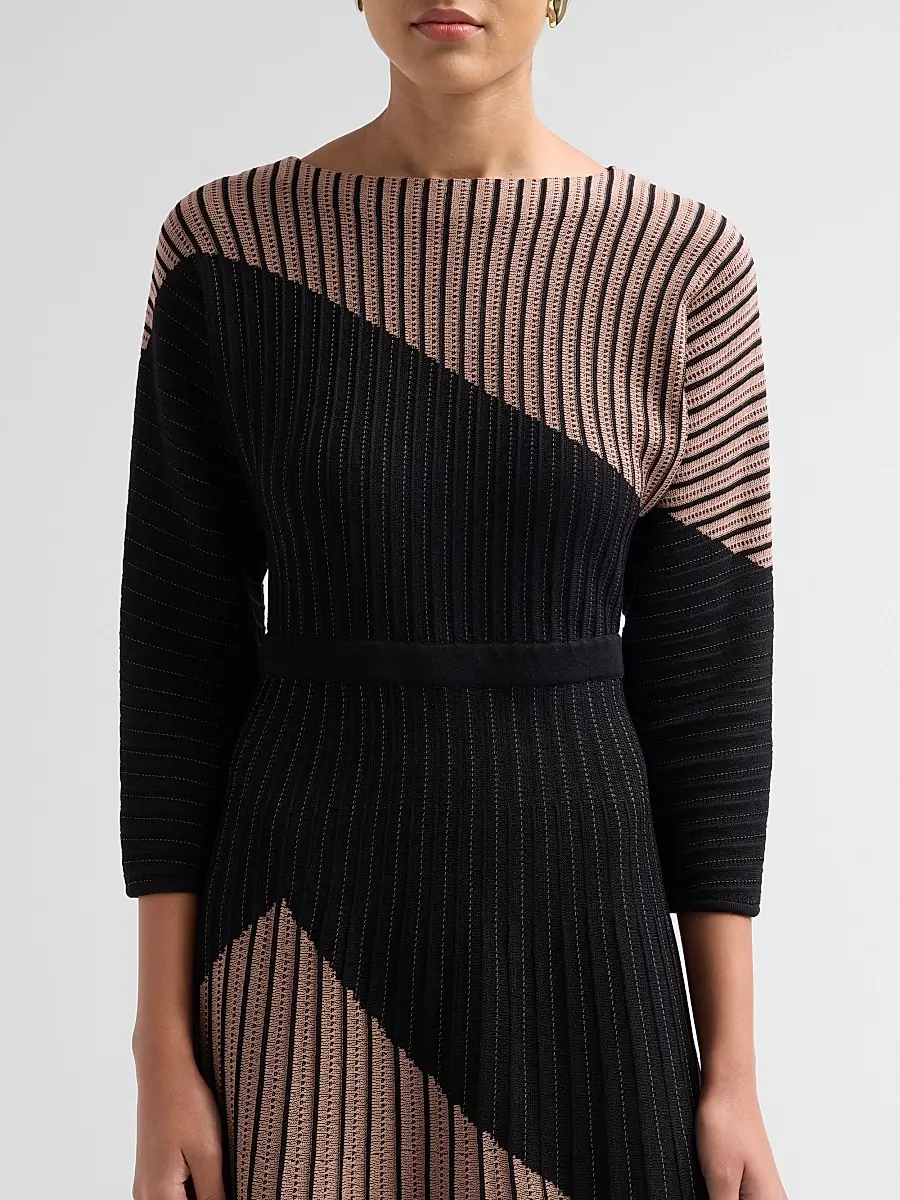 Misook Women's Colorblocked Knit Midi Dress | Thumbnail 5 Misook Women's Colorblocked Knit Midi Dress | Thumbnail 5