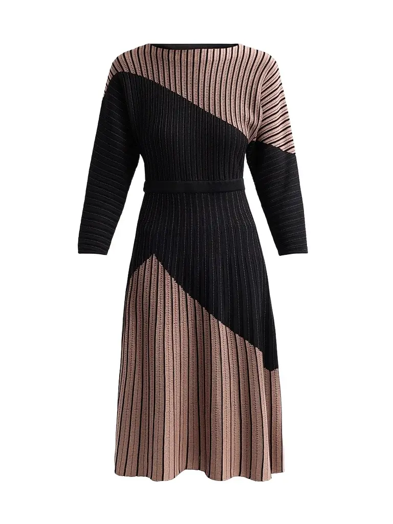 Misook Women's Colorblocked Knit Midi Dress - Charmeuse Black | Image 1 Misook Women's Colorblocked Knit Midi Dress - Charmeuse Black | Image 1