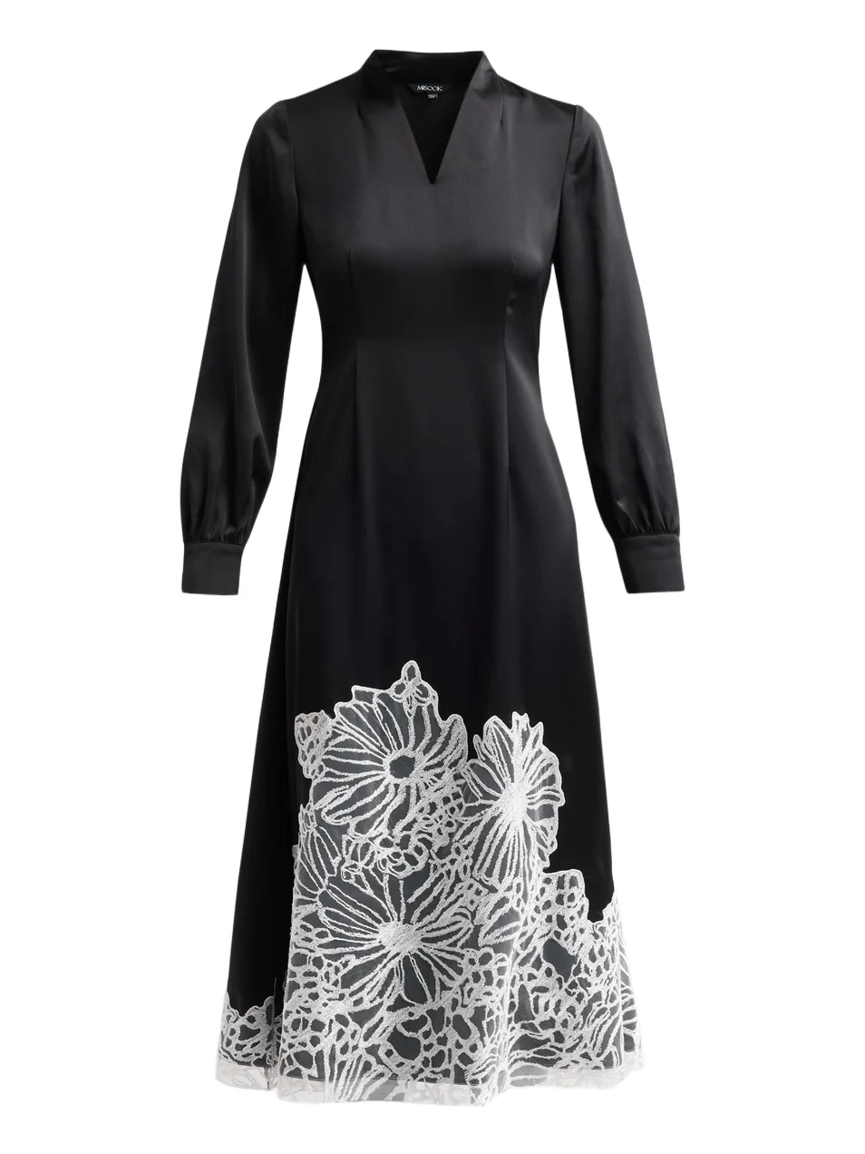 Misook Women's Lace-Appliqué Crepe De Chine Midi Dress