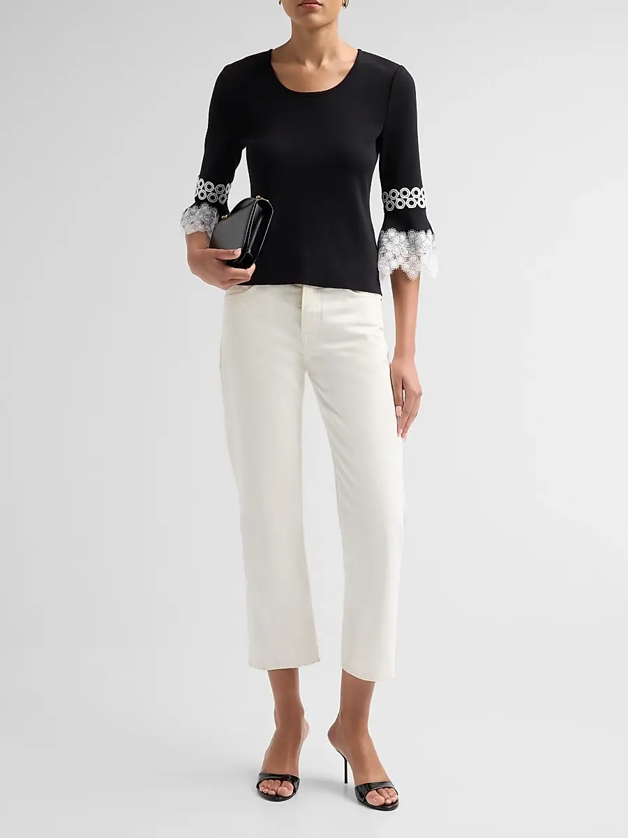 Misook Women's Lace Appliqué Soft Knit Top | Thumbnail 2