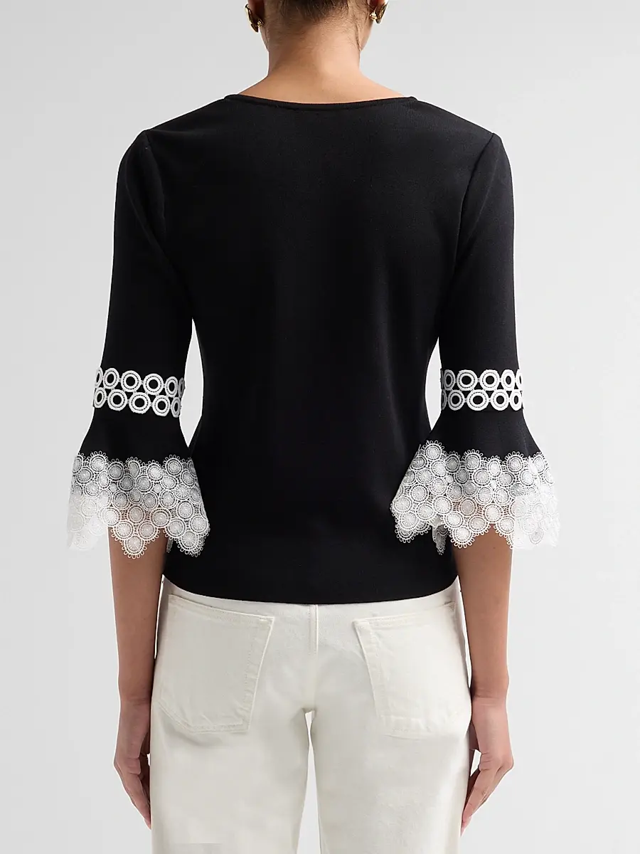 Misook Women's Lace Appliqué Soft Knit Top | Thumbnail 3