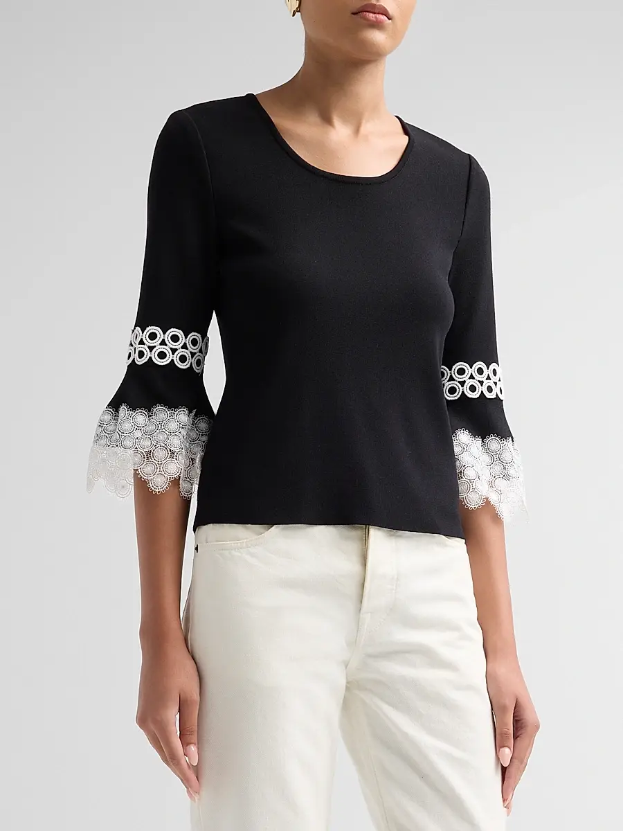 Misook Women's Lace Appliqué Soft Knit Top | Thumbnail 4