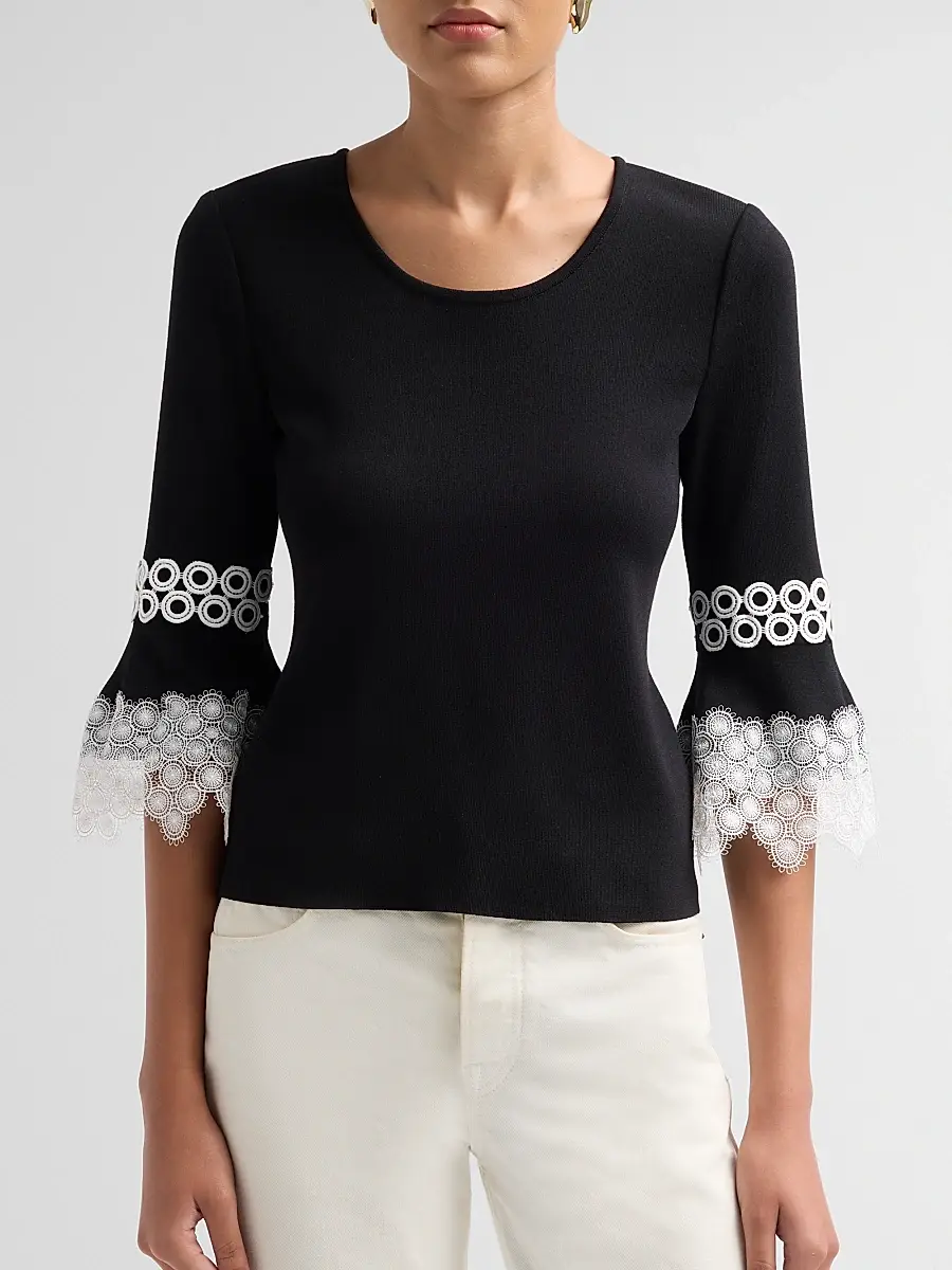 Misook Women's Lace Appliqué Soft Knit Top | Thumbnail 5