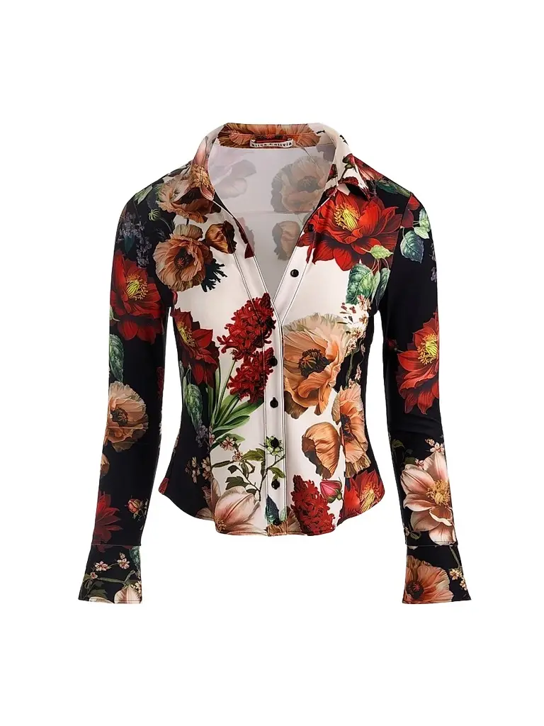 Alice + Olivia Women's Freya Printed Top - Floral Radiance - Size XL | Image 1 Alice + Olivia Women's Freya Printed Top - Floral Radiance - Size XL | Image 1