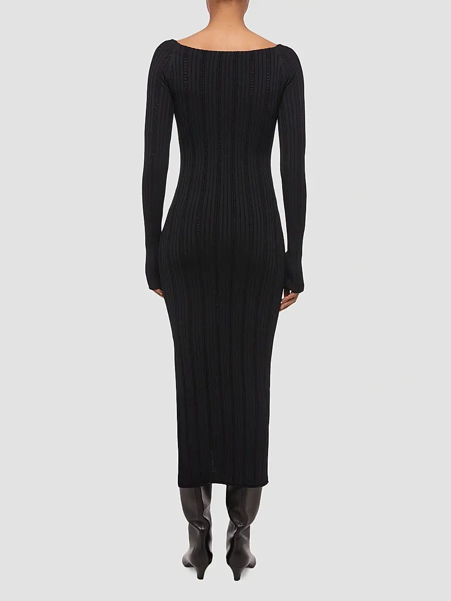Helmut Lang Women's Ribbed Pointelle Midi Dress | Thumbnail 2 Helmut Lang Women's Ribbed Pointelle Midi Dress | Thumbnail 2