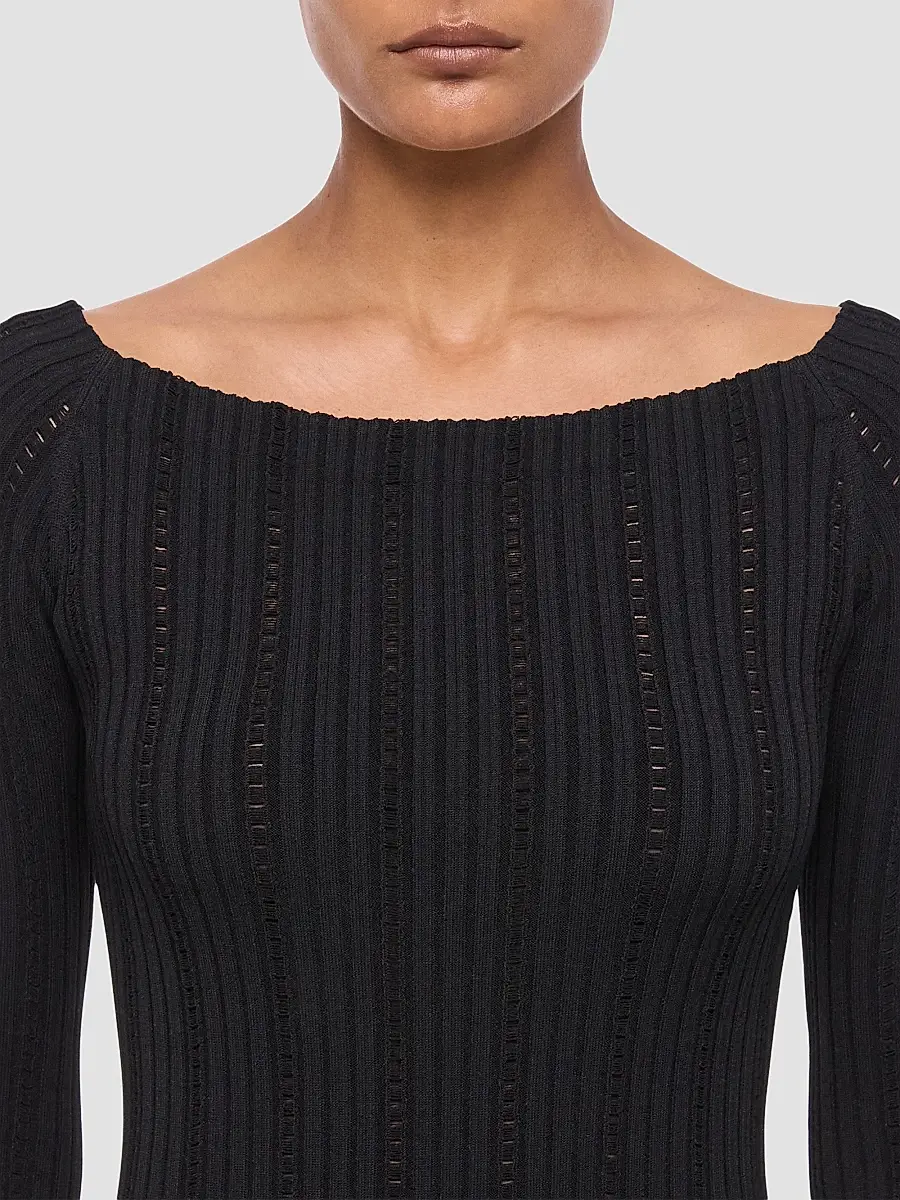 Helmut Lang Women's Ribbed Pointelle Midi Dress | Thumbnail 4 Helmut Lang Women's Ribbed Pointelle Midi Dress | Thumbnail 4