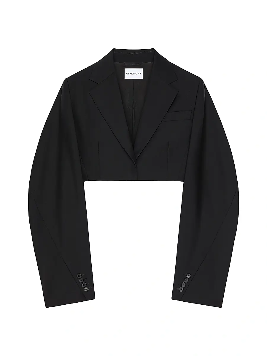 Givenchy Women's Cropped Cocoon Blazer in Wool and Wohair - Black | Image 1 Givenchy Women's Cropped Cocoon Blazer in Wool and Wohair - Black | Image 1