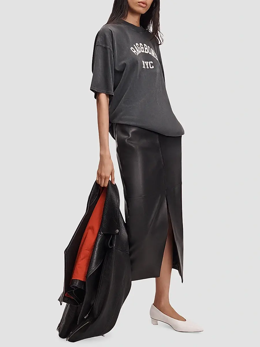rag & bone Women's Bessie Leather Midi Skirt | Thumbnail 2 rag & bone Women's Bessie Leather Midi Skirt | Thumbnail 2