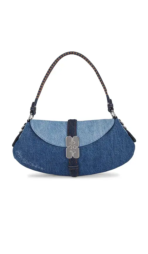 Ganni B-kat Denim Shoulder Bag | Image 1 Ganni B-kat Denim Shoulder Bag | Image 1