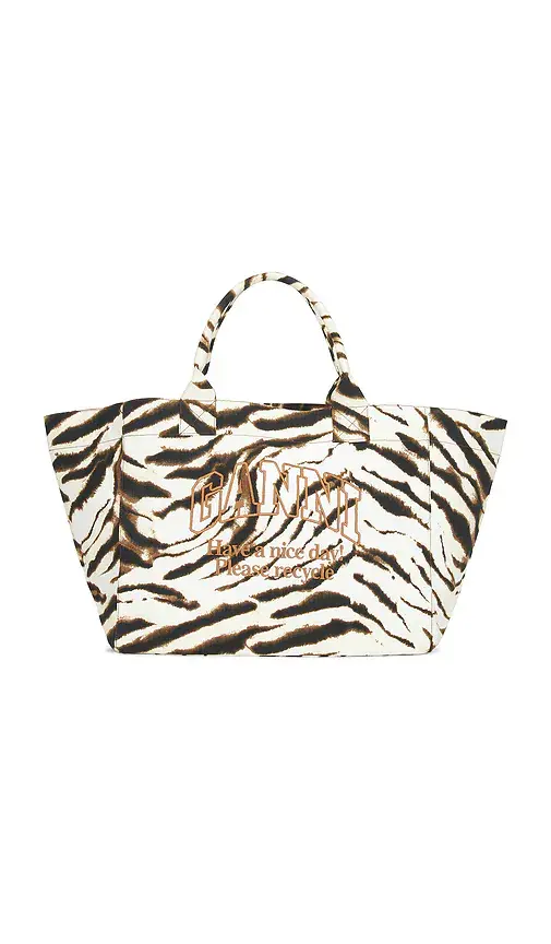 Ganni Xxl Shopper Zebra Bag