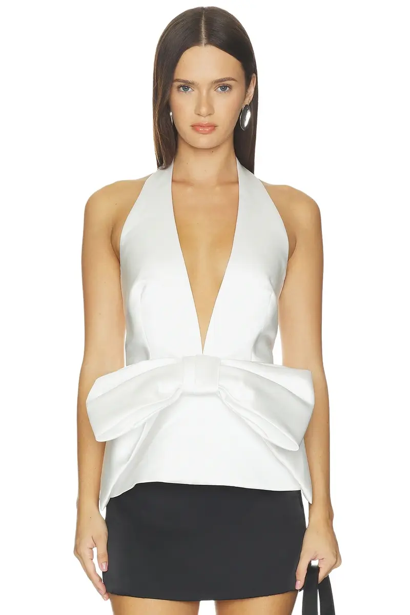 Deep V-neck Halter Satin Top Deep V-neck Halter Satin Top