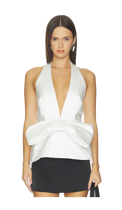 Prabal Gurung Deep V-neck Halter Satin Top | Image 1 Prabal Gurung Deep V-neck Halter Satin Top | Image 1