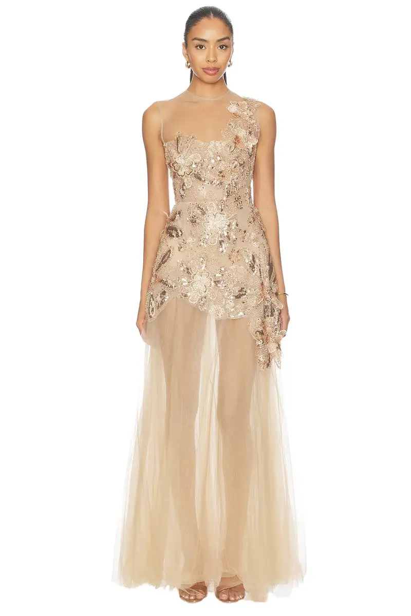 Bronx and Banco Layla Sequin Floral Maxi Dress
