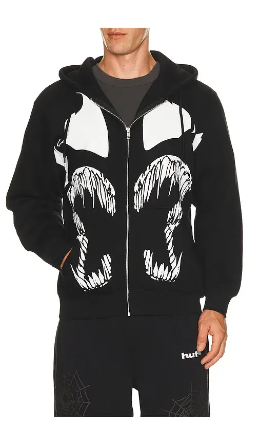 HUF x Spider-Man Symbiosis Full Zip Hoodie | Image 1 HUF x Spider-Man Symbiosis Full Zip Hoodie | Image 1