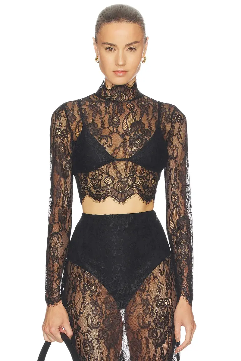 L'Agence Henriette Lace Long Sleeve Top