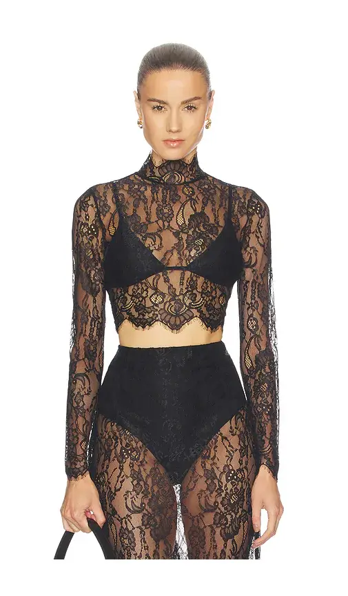 L'Agence Henriette Lace Long Sleeve Top