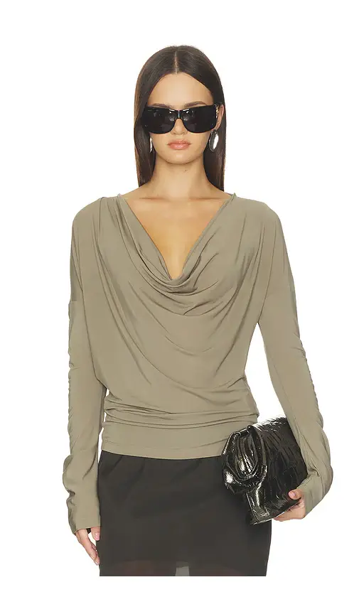 Helmut Lang Cowl Long Sleeve Top | Image 1 Helmut Lang Cowl Long Sleeve Top | Image 1