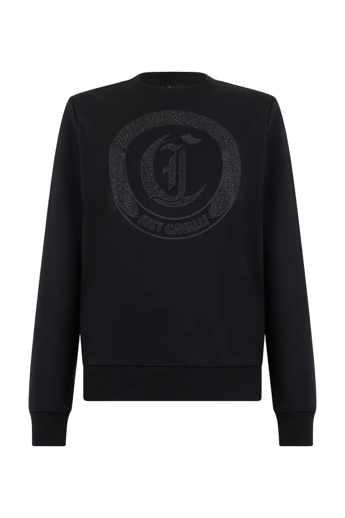 Cotton sweatshirt with jewel logo Cotton sweatshirt with jewel logo