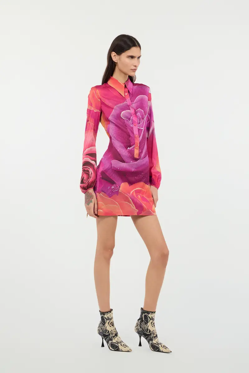 Roberto Cavalli Mini Dress With Garden Rose Print | Thumbnail 2 Roberto Cavalli Mini Dress With Garden Rose Print | Thumbnail 2