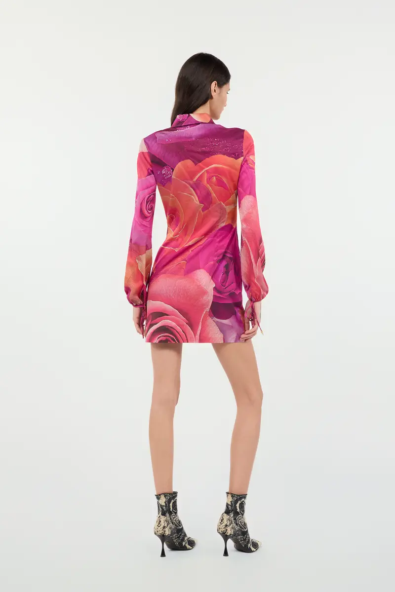 Roberto Cavalli Mini Dress With Garden Rose Print | Thumbnail 3 Roberto Cavalli Mini Dress With Garden Rose Print | Thumbnail 3