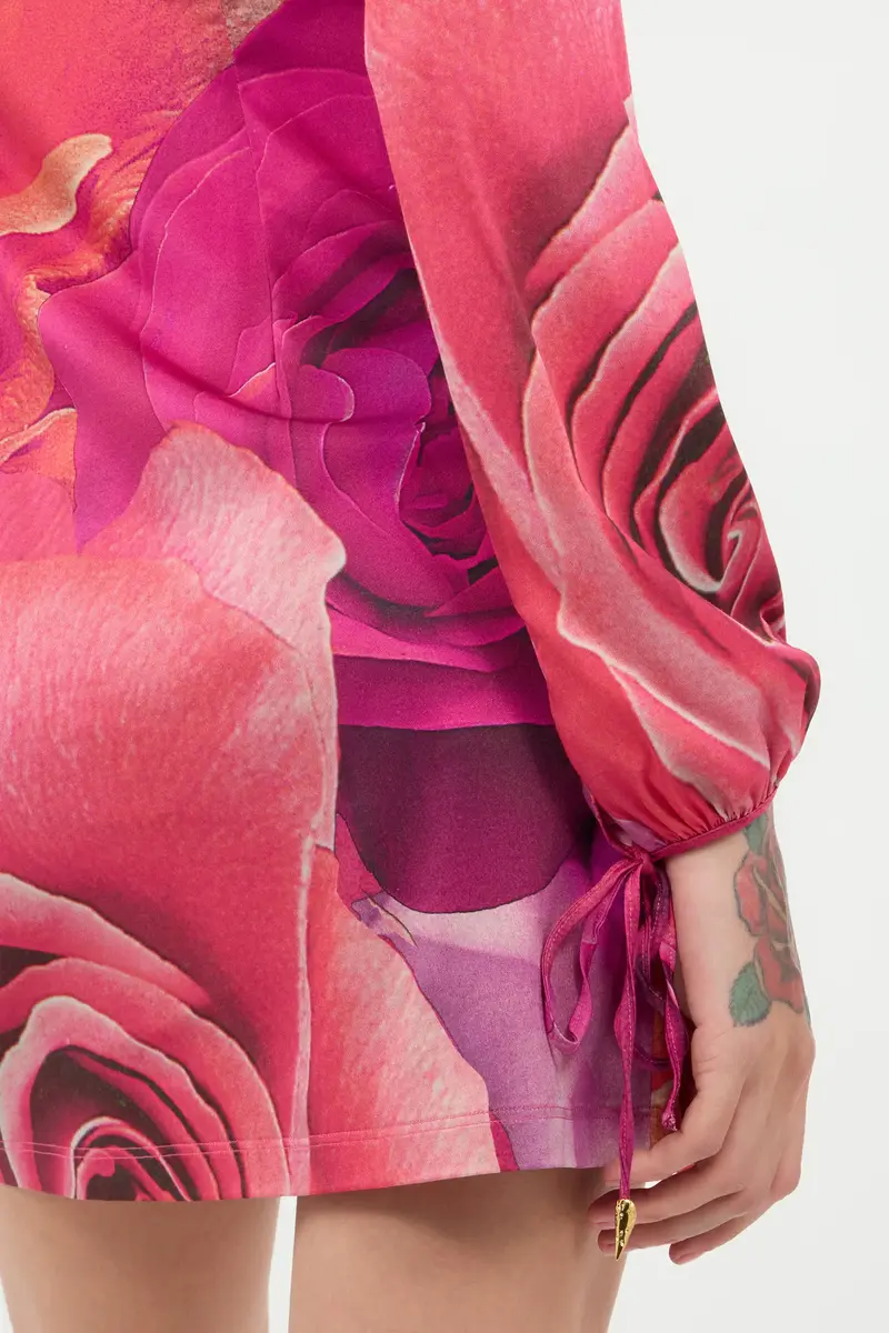 Roberto Cavalli Mini Dress With Garden Rose Print | Thumbnail 6 Roberto Cavalli Mini Dress With Garden Rose Print | Thumbnail 6