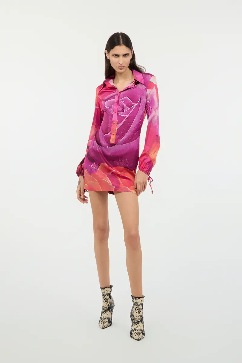 Roberto Cavalli Mini Dress With Garden Rose Print | Thumbnail 7 Roberto Cavalli Mini Dress With Garden Rose Print | Thumbnail 7