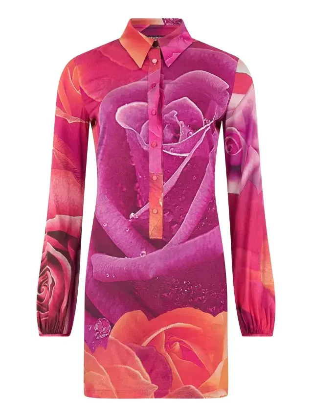 Mini Dress With Garden Rose Print