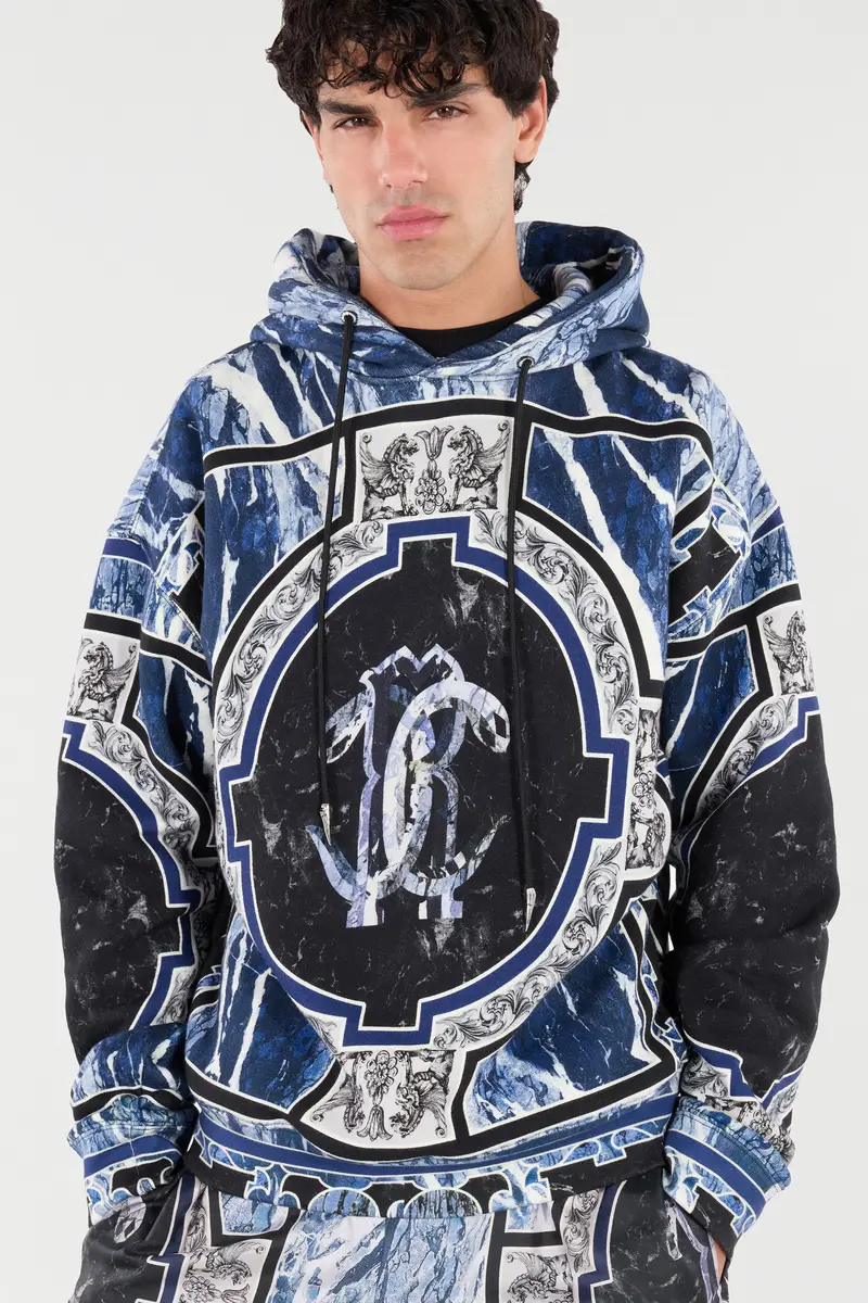 Roberto Cavalli Sweatshirt With Marble Print And Embellishments | Thumbnail 5 Roberto Cavalli Sweatshirt With Marble Print And Embellishments | Thumbnail 5