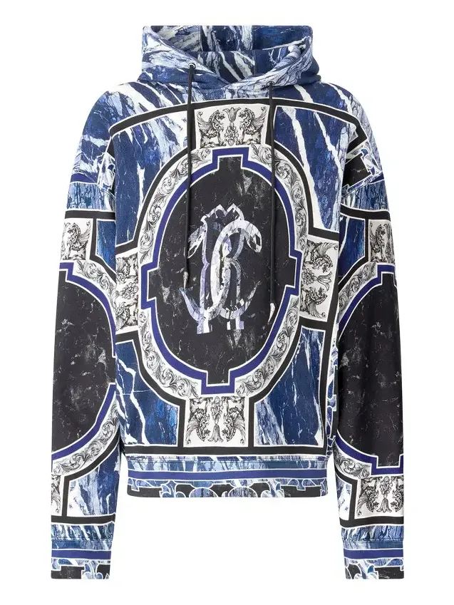 Roberto Cavalli Sweatshirt With Marble Print And Embellishments