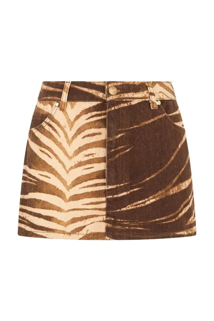 Roberto Cavalli Natural Barb Mini Skirt